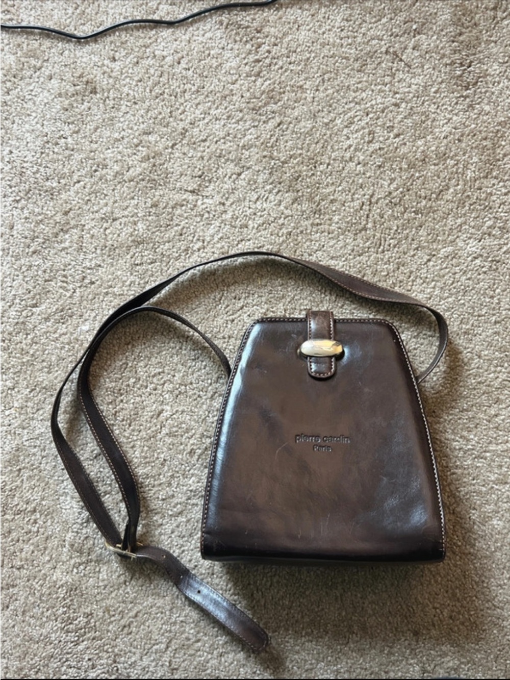 Pierre Cardin vintage brown leather shoulder bag